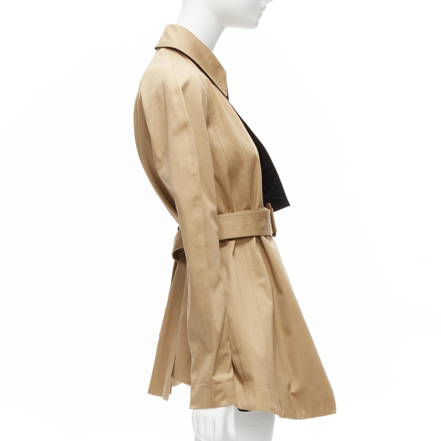 OLD CELINE Phoebe Philo 2011 lined bicolor cotton belted trench coat FR38 M In Excellent Condition In Hong Kong, NT