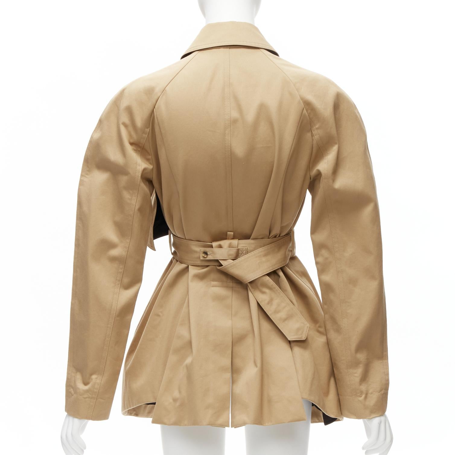 Women's OLD CELINE Phoebe Philo 2011 lined bicolor cotton belted trench coat FR38 M
