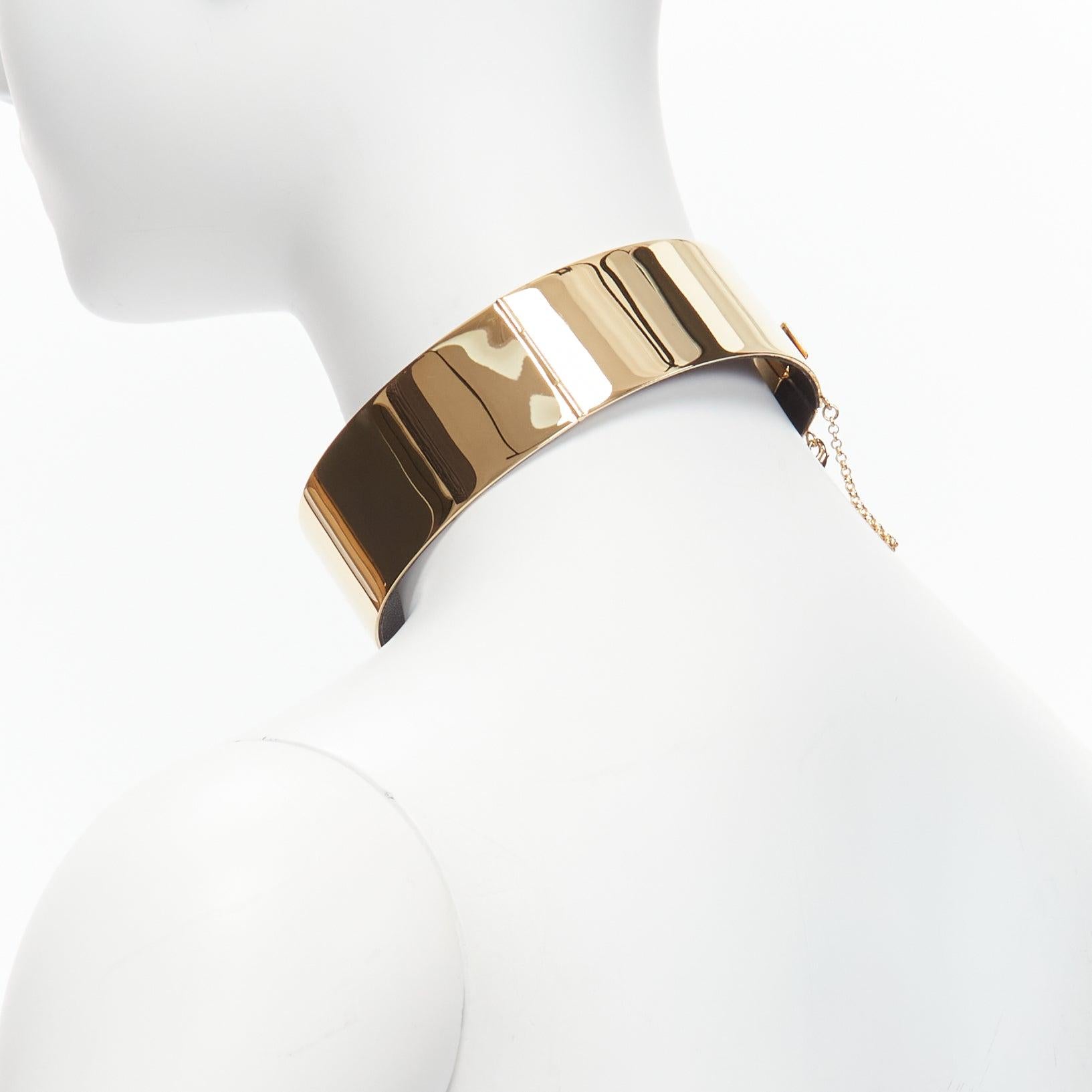 OLD CELINE Phoebe Philo 2011 Runway leather lined metal bar choker necklace For Sale 1