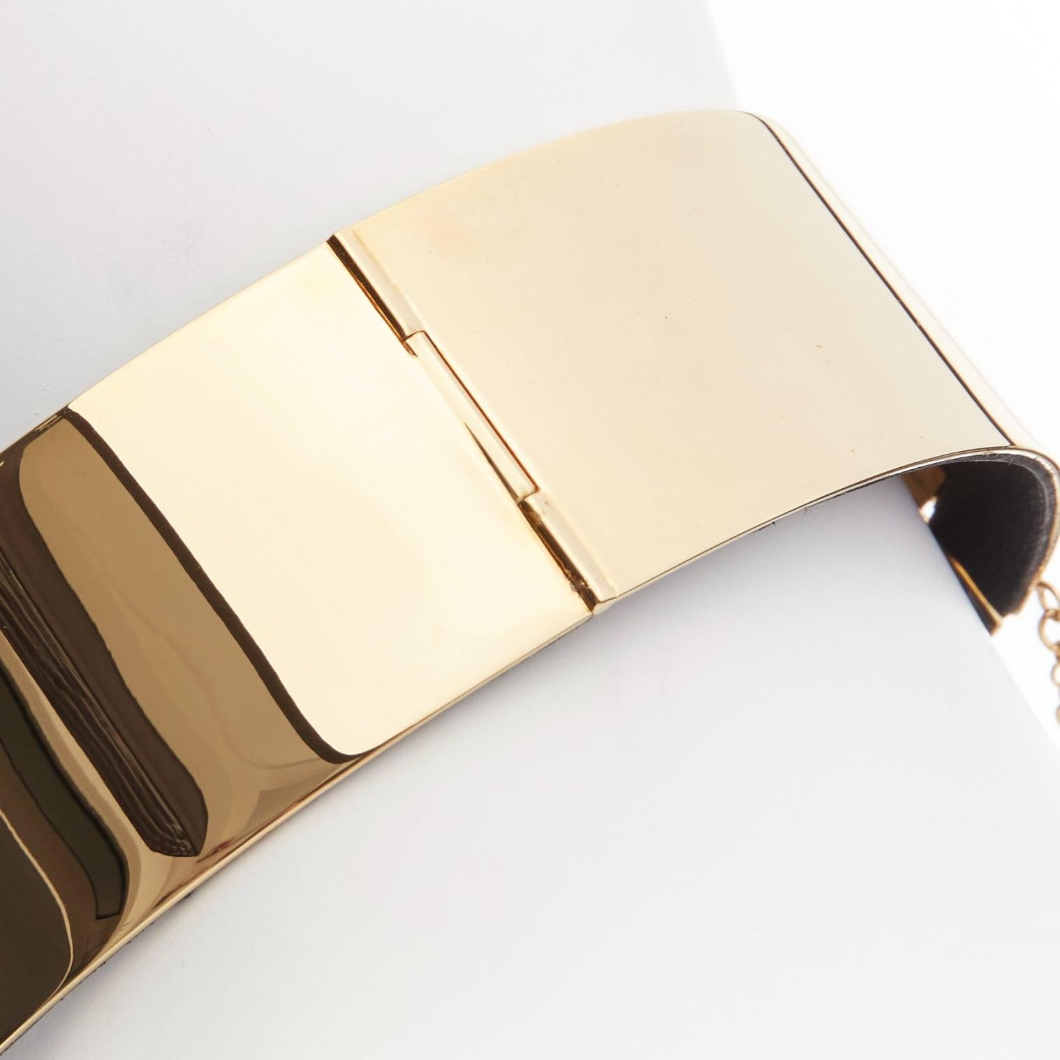 OLD CELINE Phoebe Philo 2011 Runway leather lined metal bar choker necklace For Sale 2