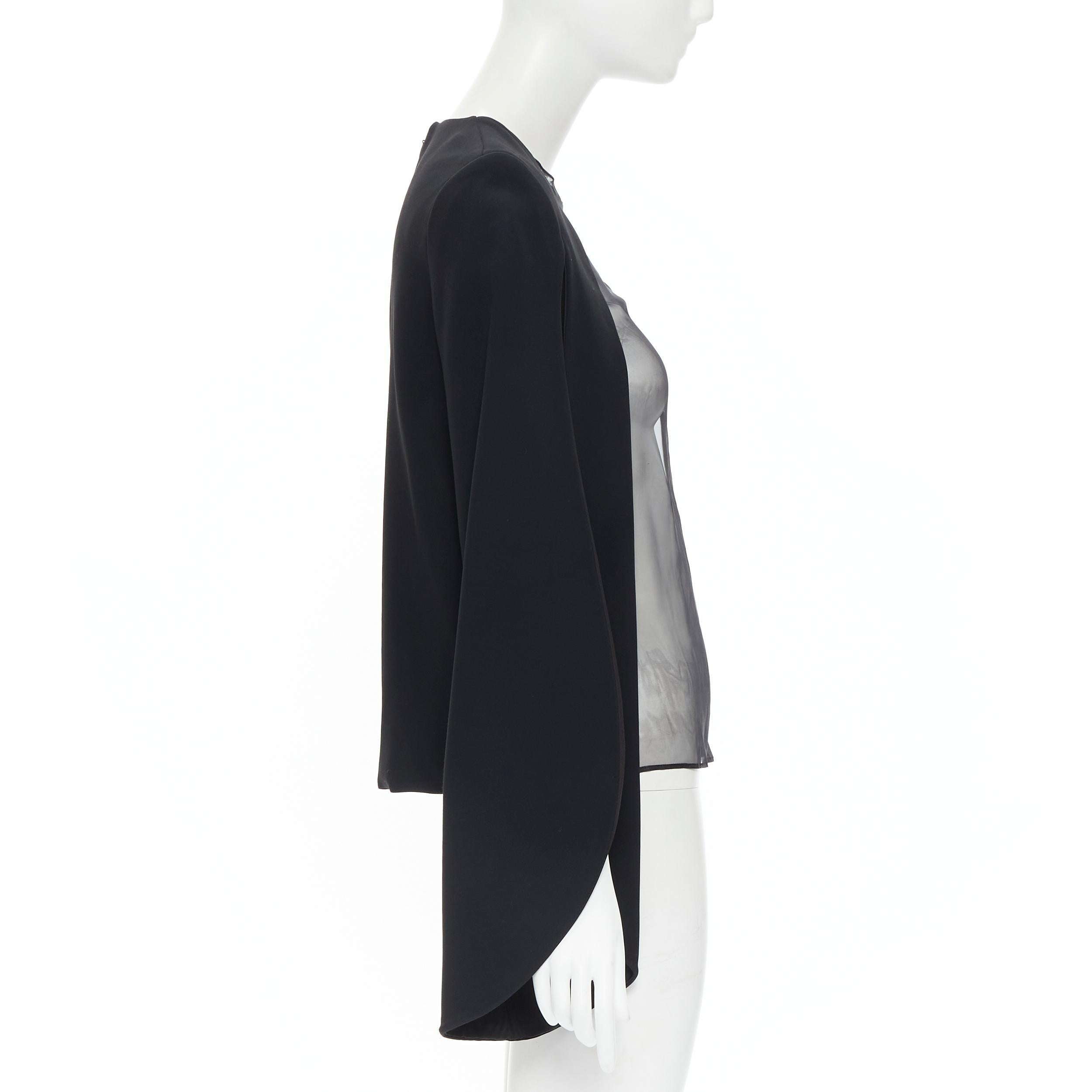 Gray OLD CELINE Phoebe Philo 2011 Runway sheer front round cape sleeve FR36 S