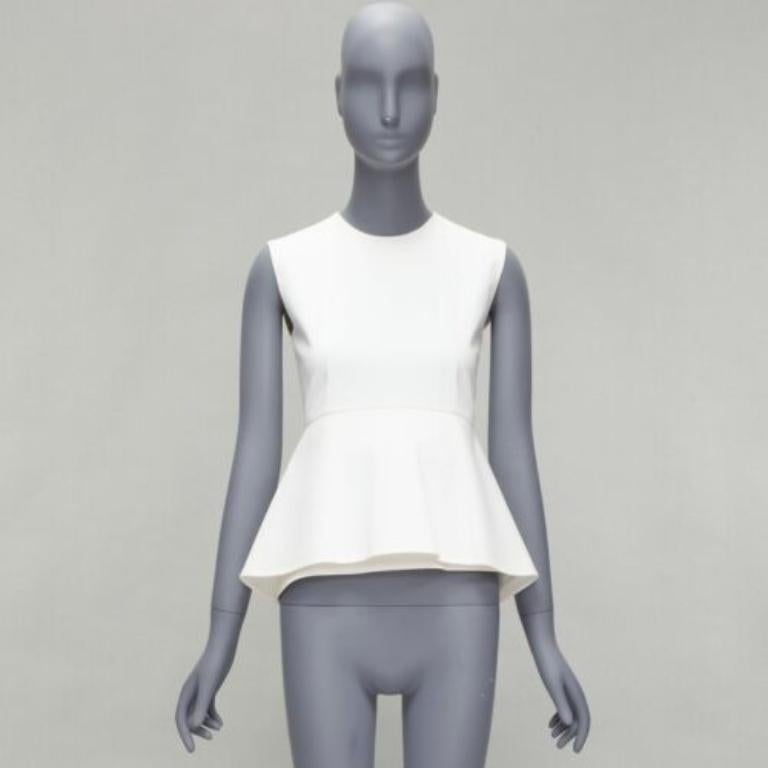 OLD CELINE Phoebe Philo 2012 white cotton peplum sleeveless fitted top FR34 XS For Sale 5