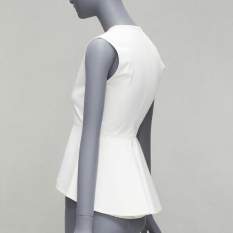 Women's OLD CELINE Phoebe Philo 2012 white cotton peplum sleeveless fitted top FR34 XS For Sale