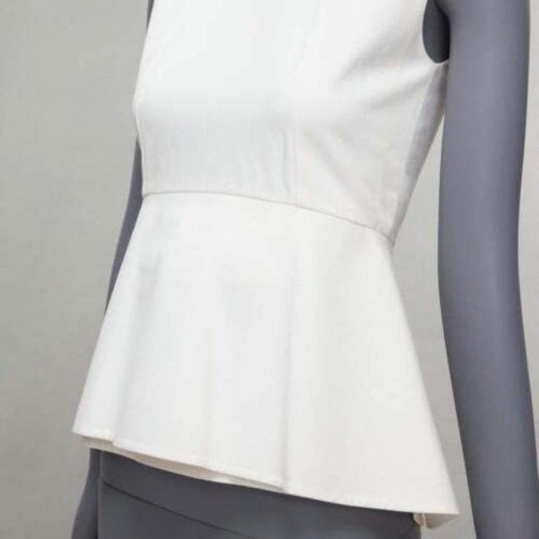 OLD CELINE Phoebe Philo 2012 white cotton peplum sleeveless fitted top FR34 XS For Sale 1