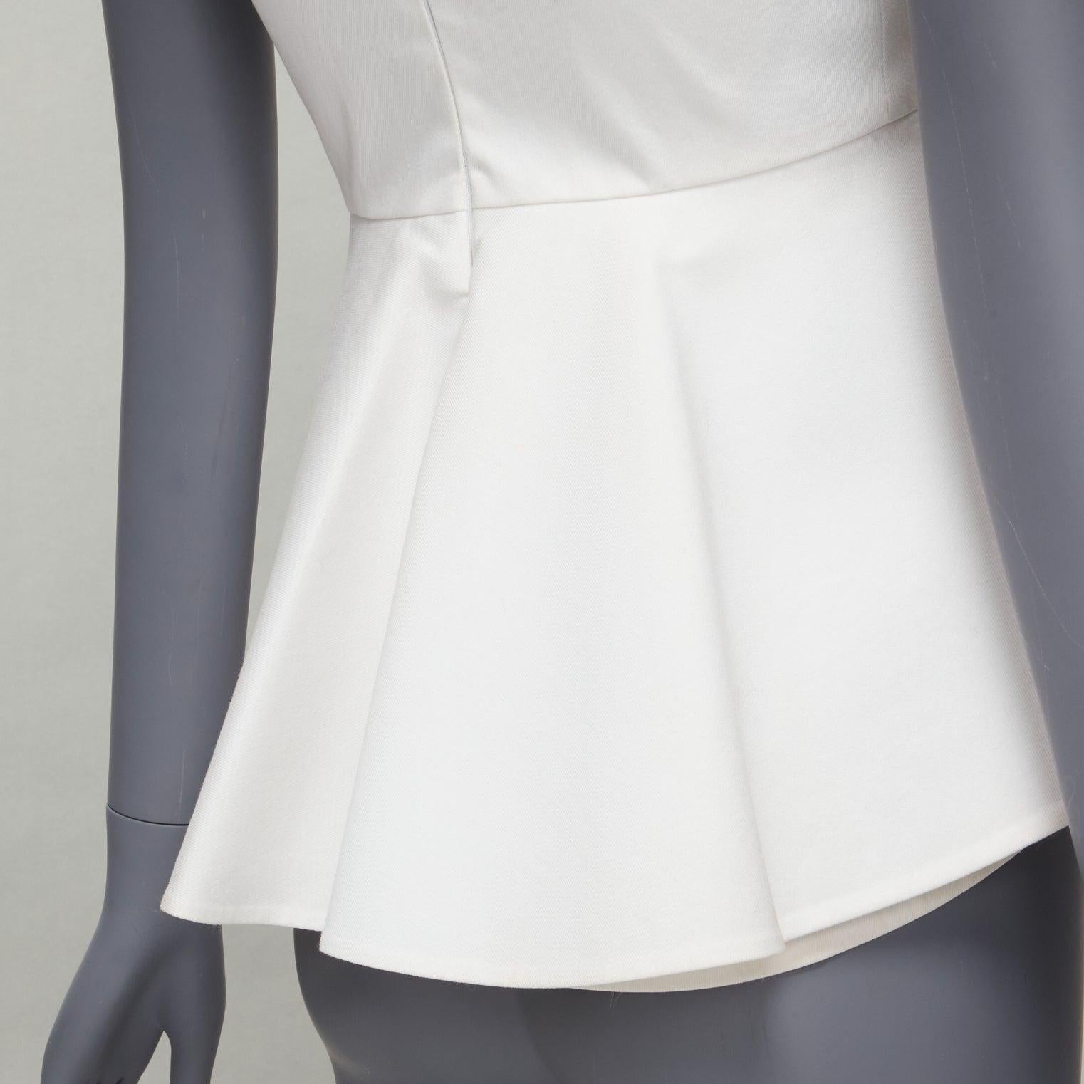 Women's OLD CELINE Phoebe Philo 2012 white cotton peplum sleeveless fitted top FR34 XS For Sale