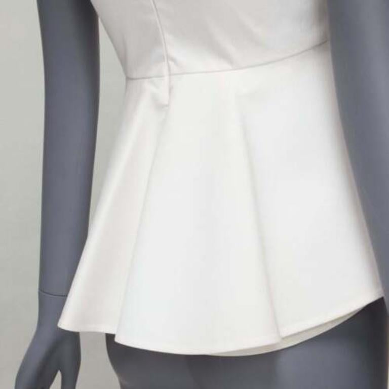 OLD CELINE Phoebe Philo 2012 white cotton peplum sleeveless fitted top FR34 XS For Sale 2