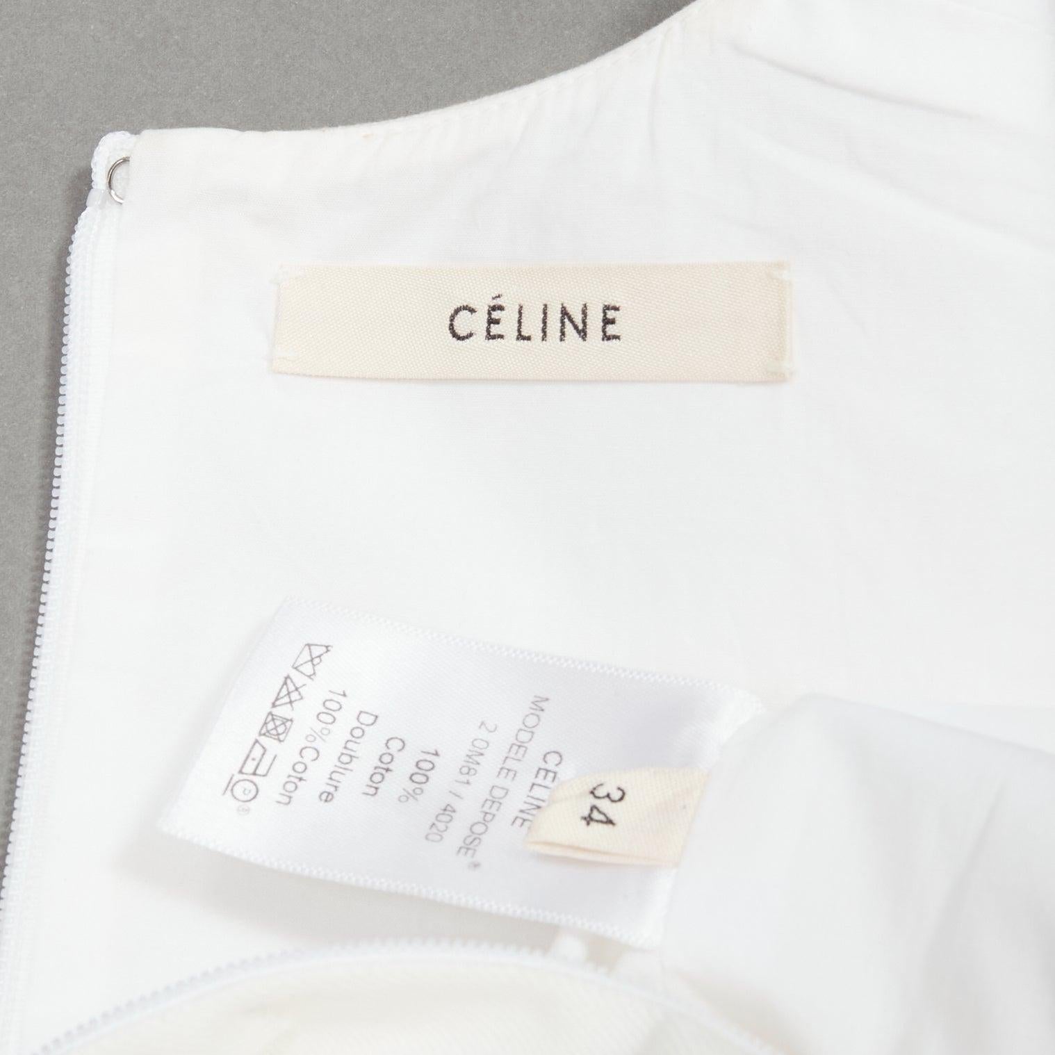 OLD CELINE Phoebe Philo 2012 white cotton peplum sleeveless fitted top FR34 XS For Sale 2