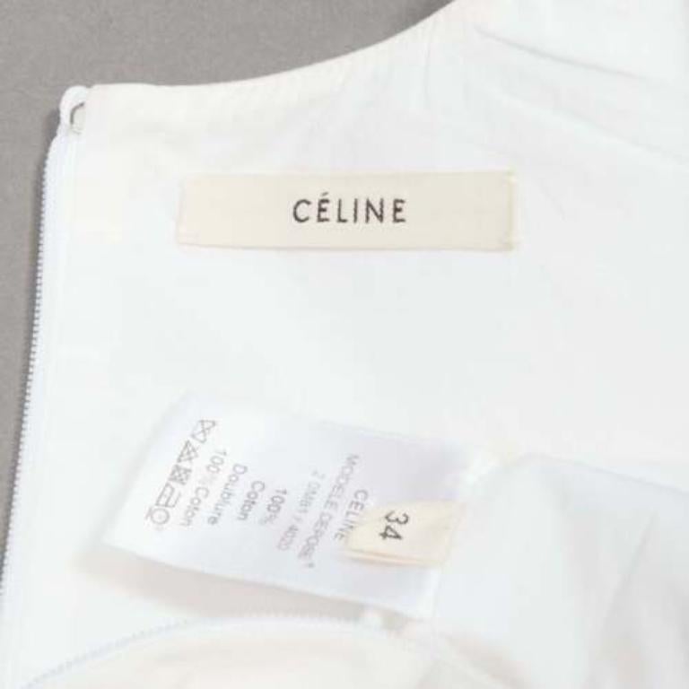 OLD CELINE Phoebe Philo 2012 white cotton peplum sleeveless fitted top FR34 XS For Sale 4