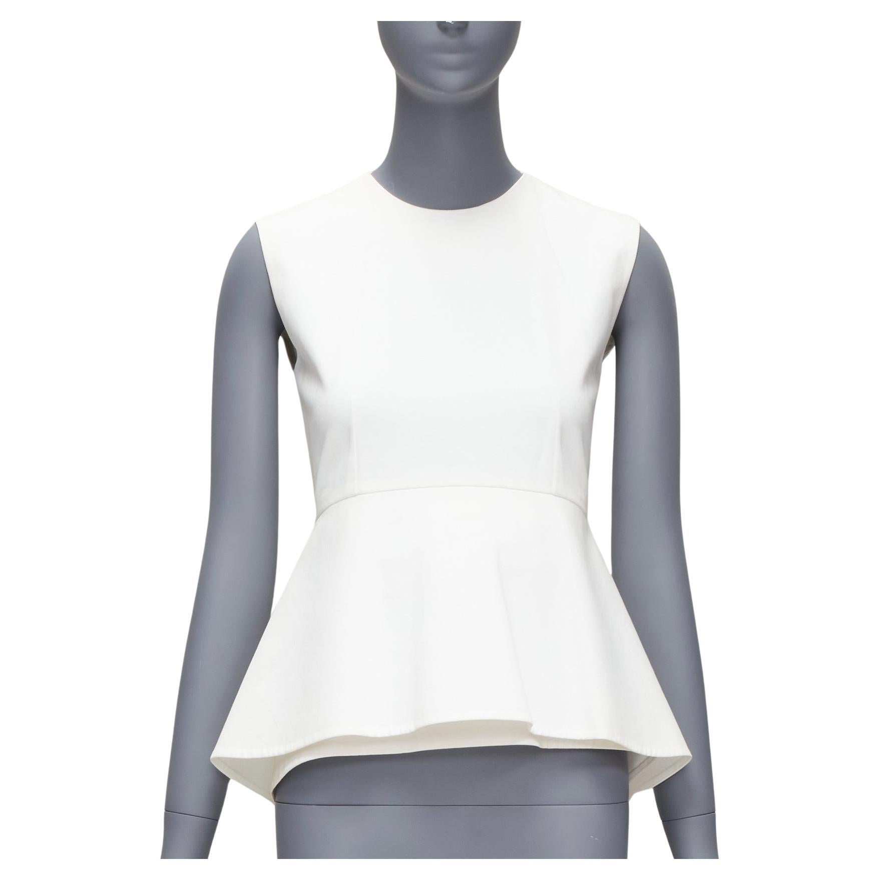 OLD CELINE Phoebe Philo 2012 white cotton peplum sleeveless fitted top FR34 XS For Sale