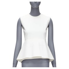 OLD Celine Phoebe Philo 2012 white cotton peplum fitted sleeveless top FR34 XS