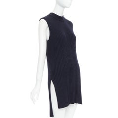 OLD CELINE Phoebe Philo 2013 navy wool contour cable knit vest dress S