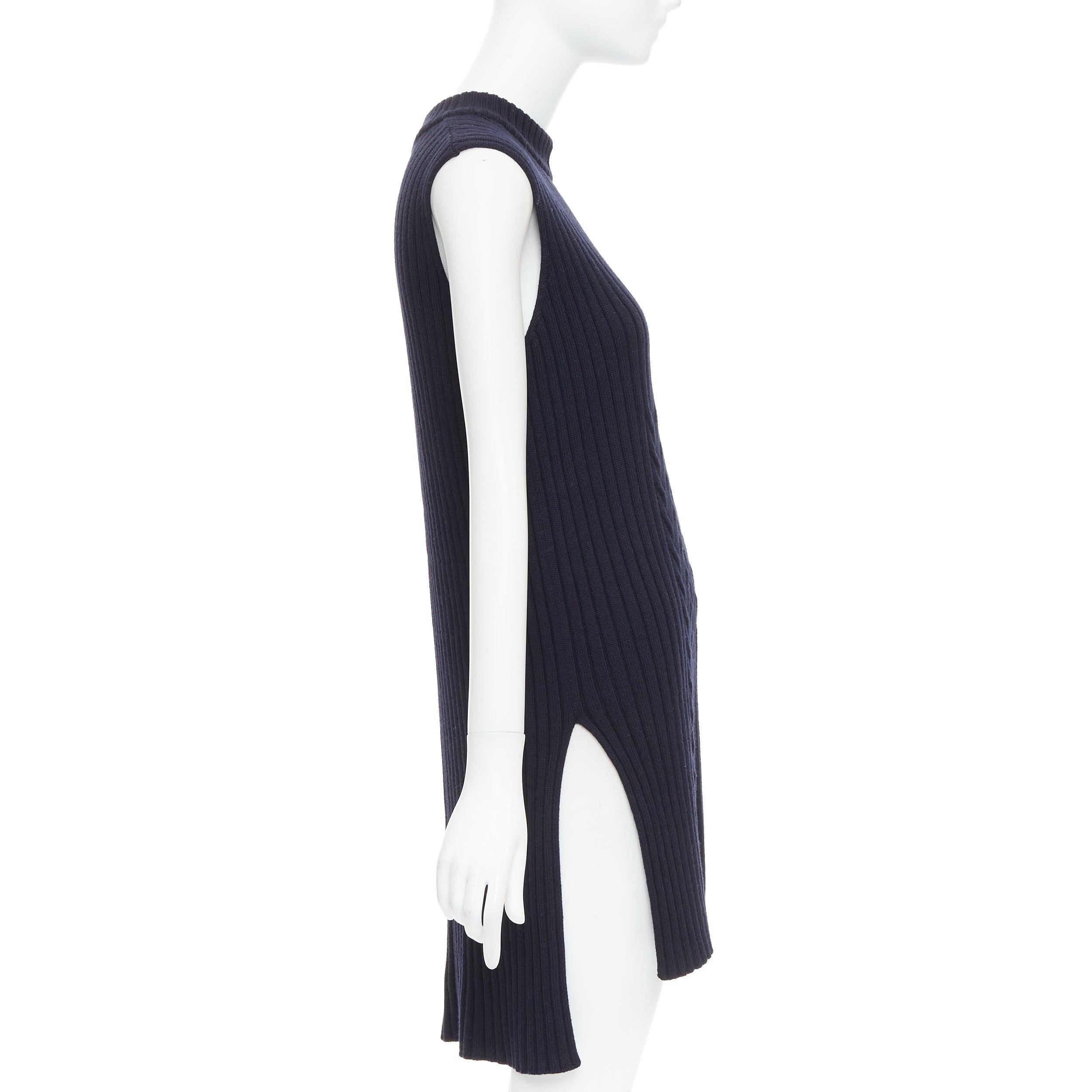 VECCHIO CELINE Phoebe Philo 2013 abito gilet in lana blu contorno maglia a cavi S In condizioni ottime in vendita a Hong Kong, NT