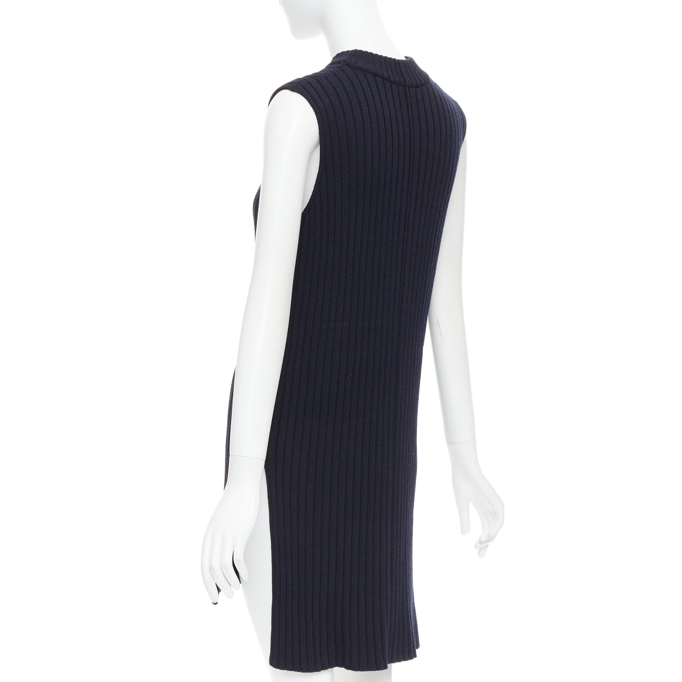 VECCHIO CELINE Phoebe Philo 2013 abito gilet in lana blu contorno maglia a cavi S in vendita 1