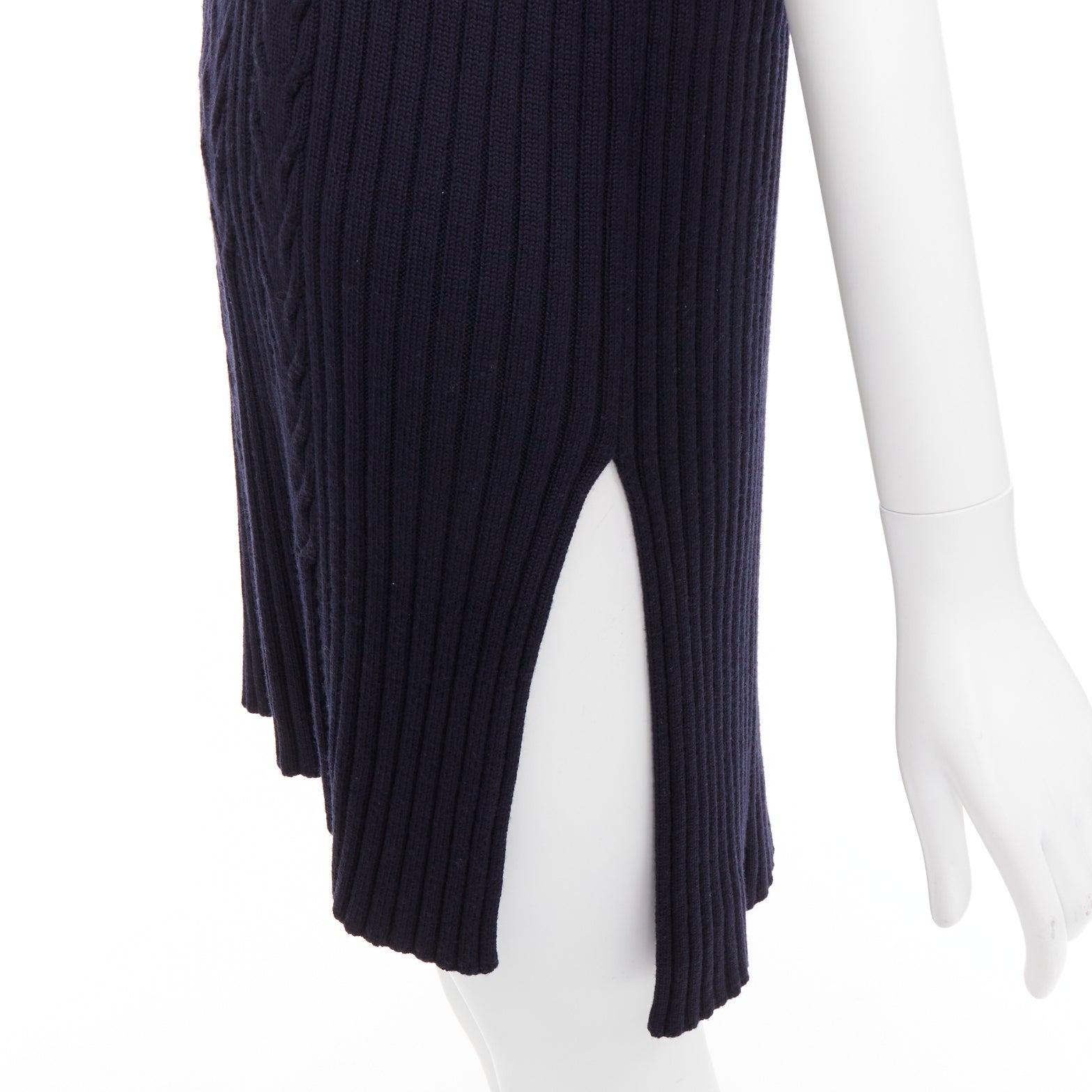 VECCHIO CELINE Phoebe Philo 2013 abito gilet in lana blu contorno maglia a cavi S in vendita 2