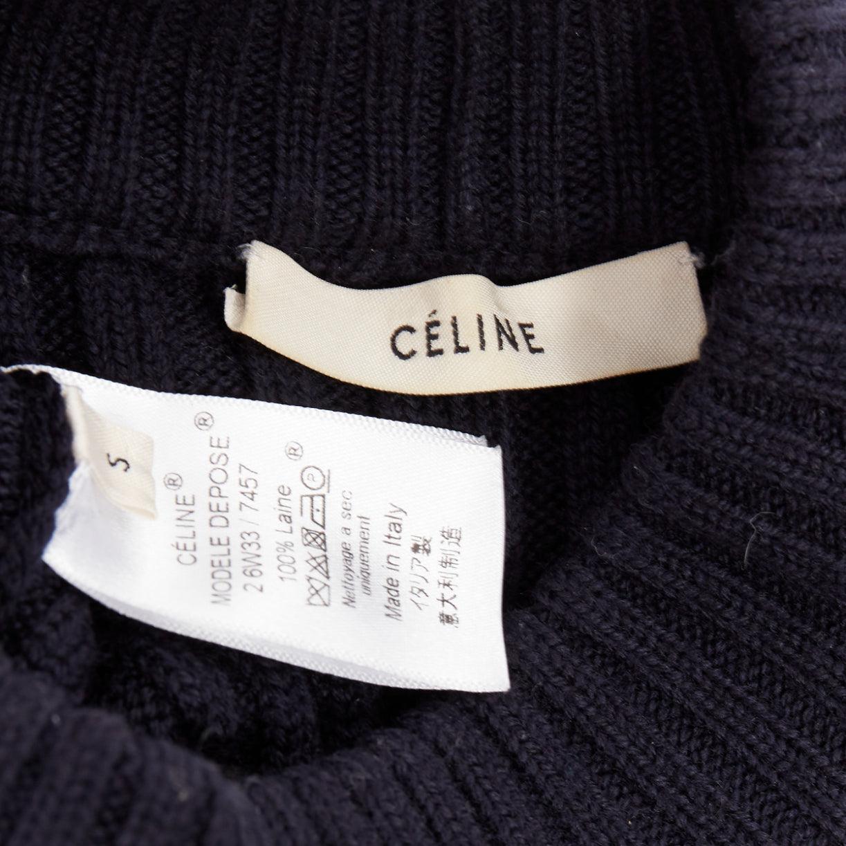 VECCHIO CELINE Phoebe Philo 2013 abito gilet in lana blu contorno maglia a cavi S in vendita 3
