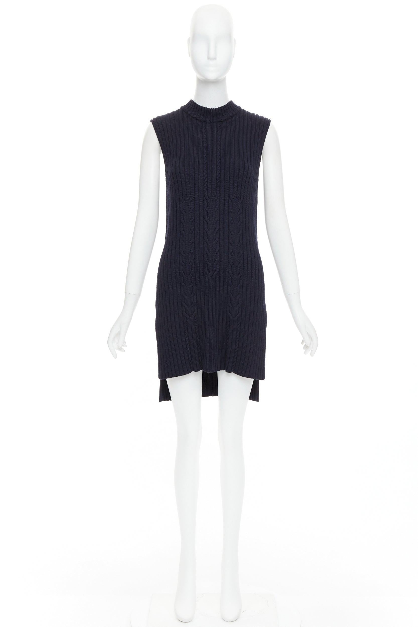 VECCHIO CELINE Phoebe Philo 2013 abito gilet in lana blu contorno maglia a cavi S in vendita 4