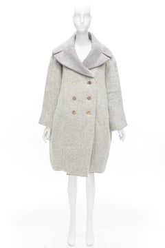 OLD CELINE Phoebe Philo 2013 Runway grey wool alpaca cocoon coat FR38 M