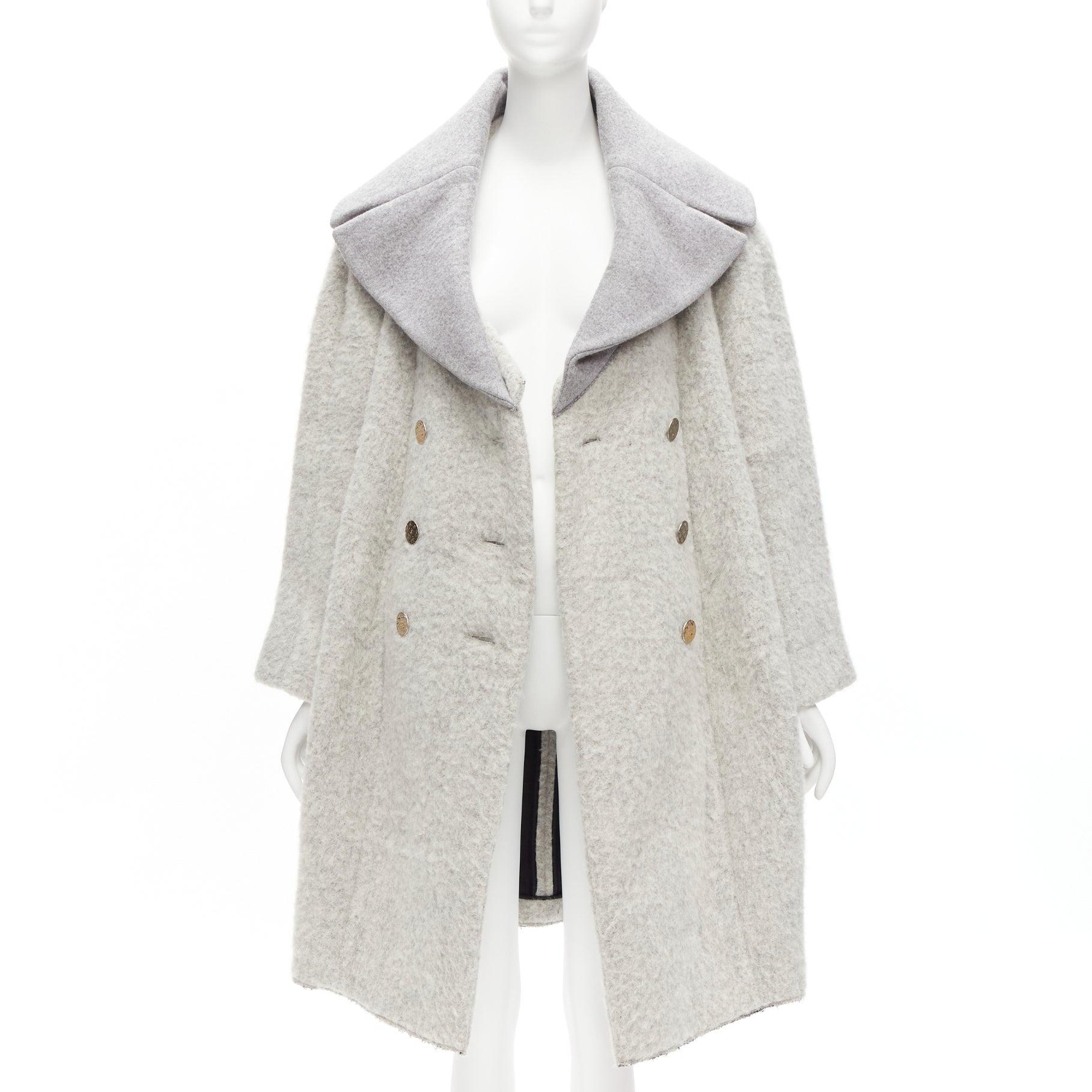 Gray OLD CELINE Phoebe Philo 2013 Runway grey wool alpaca cocoon coat FR38 M For Sale