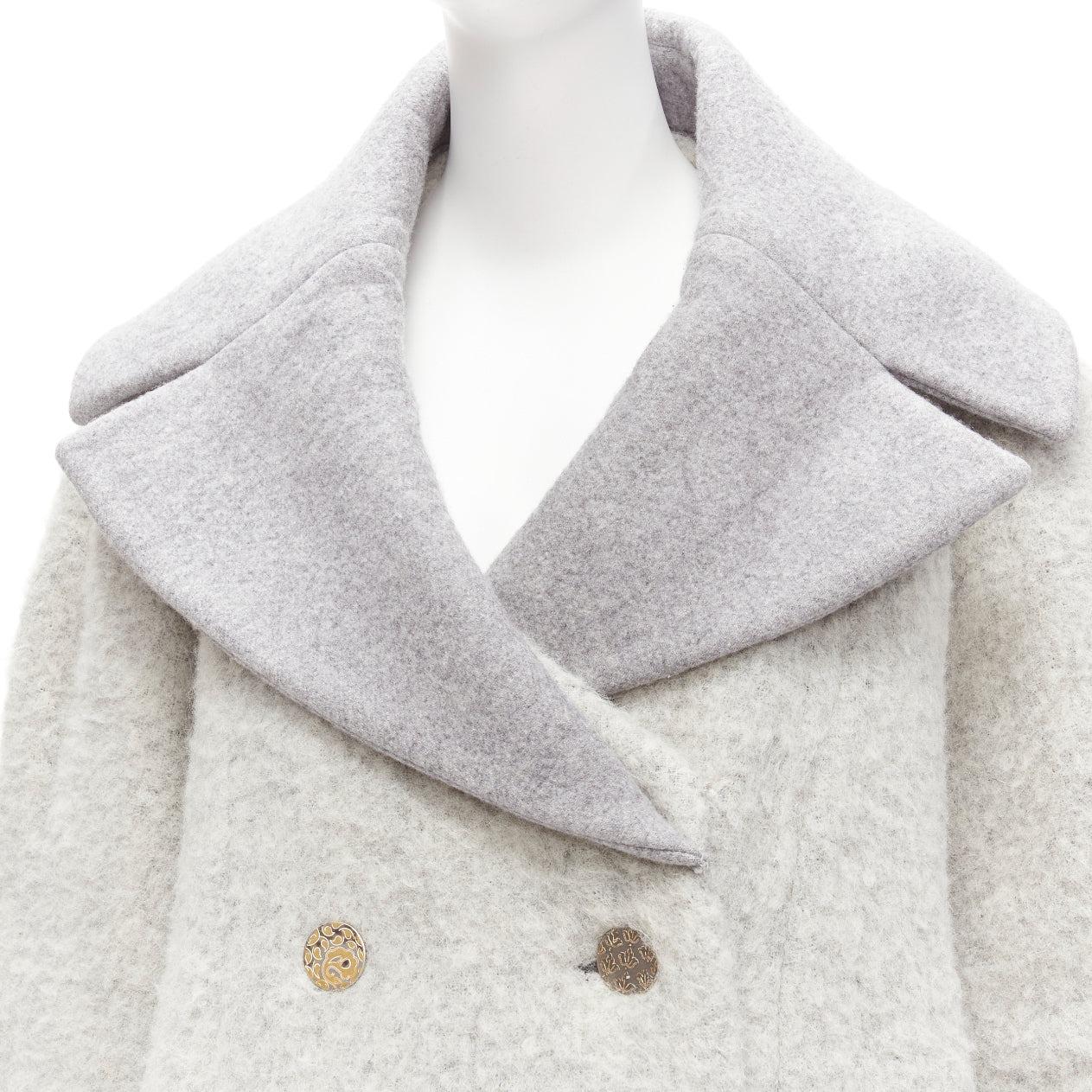 OLD CELINE Phoebe Philo 2013 Runway manteau cocon en laine alpaca grise FR38 M en vente 3