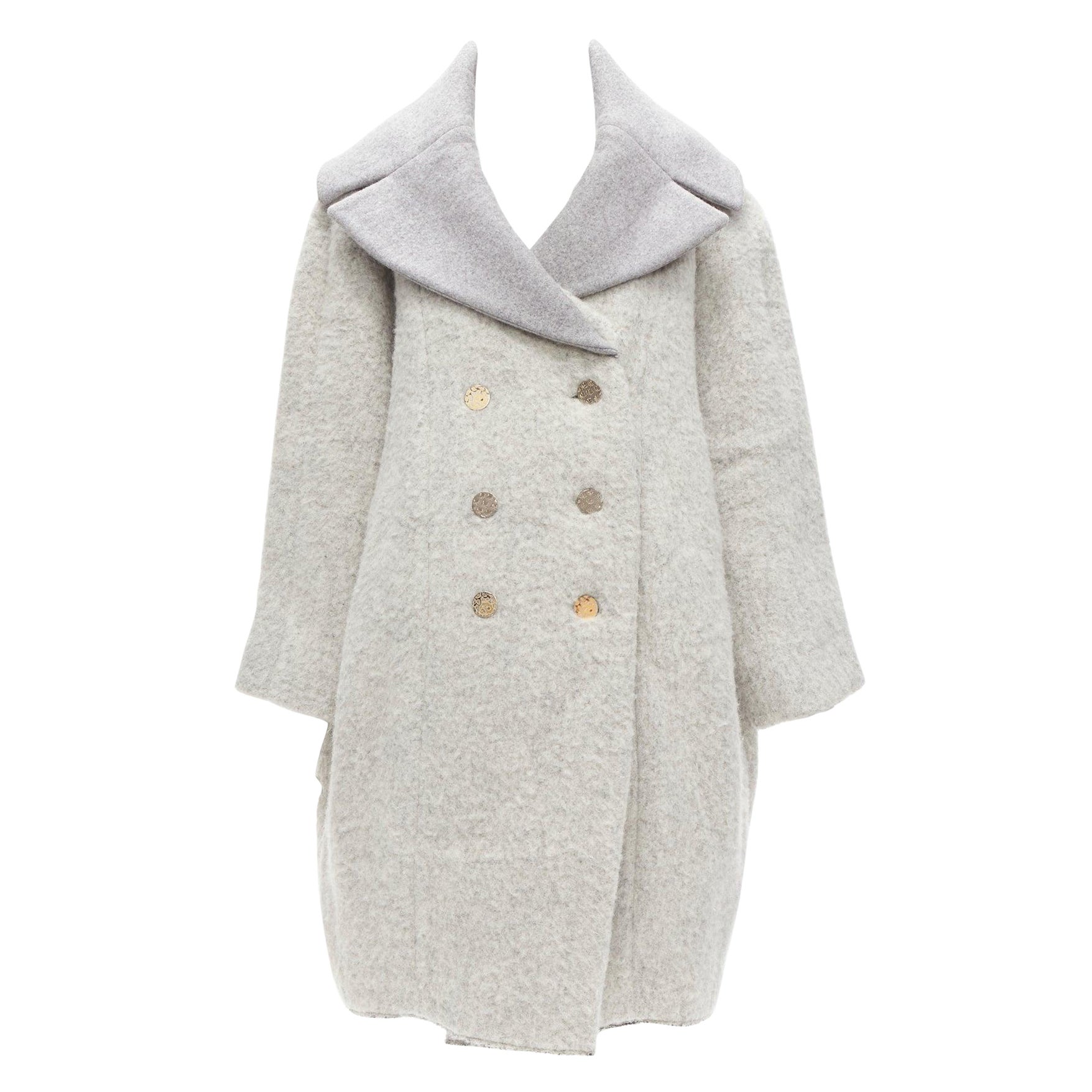 OLD CELINE Phoebe Philo 2013 Runway grey wool alpaca cocoon coat FR38 M