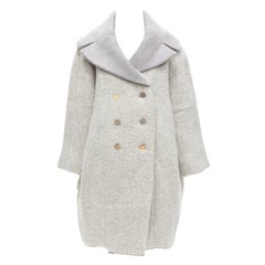OLD CELINE Phoebe Philo 2013 Runway grey wool alpaca cocoon coat FR38 M