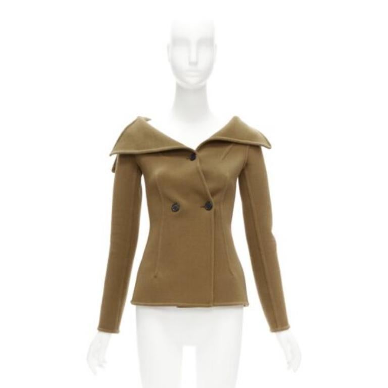 Vecchia Celine Phoebe Philo 2014 Giacca in lana marrone con collo a scomparsa FR34 XS in vendita 5