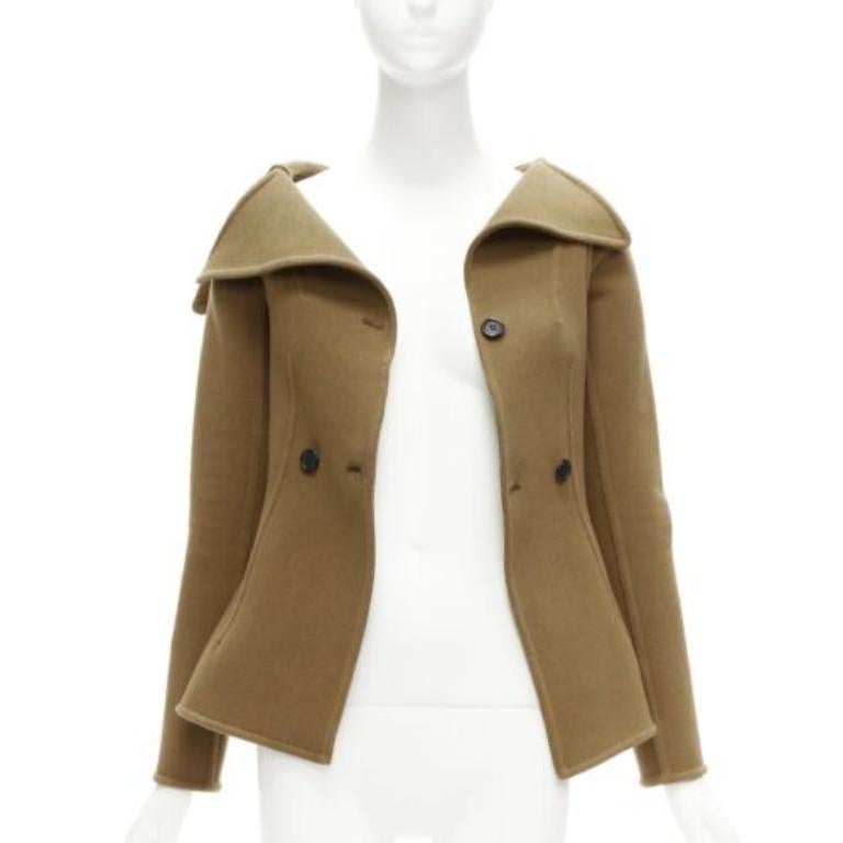 Marrone Vecchia Celine Phoebe Philo 2014 Giacca in lana marrone con collo a scomparsa FR34 XS in vendita