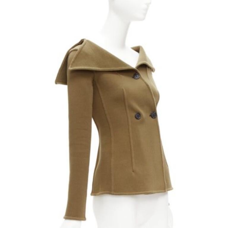 Vecchia Celine Phoebe Philo 2014 Giacca in lana marrone con collo a scomparsa FR34 XS In condizioni ottime in vendita a Hong Kong, NT