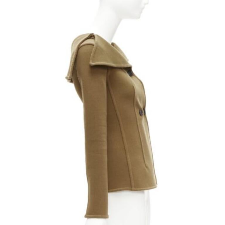 Donna Vecchia Celine Phoebe Philo 2014 Giacca in lana marrone con collo a scomparsa FR34 XS in vendita