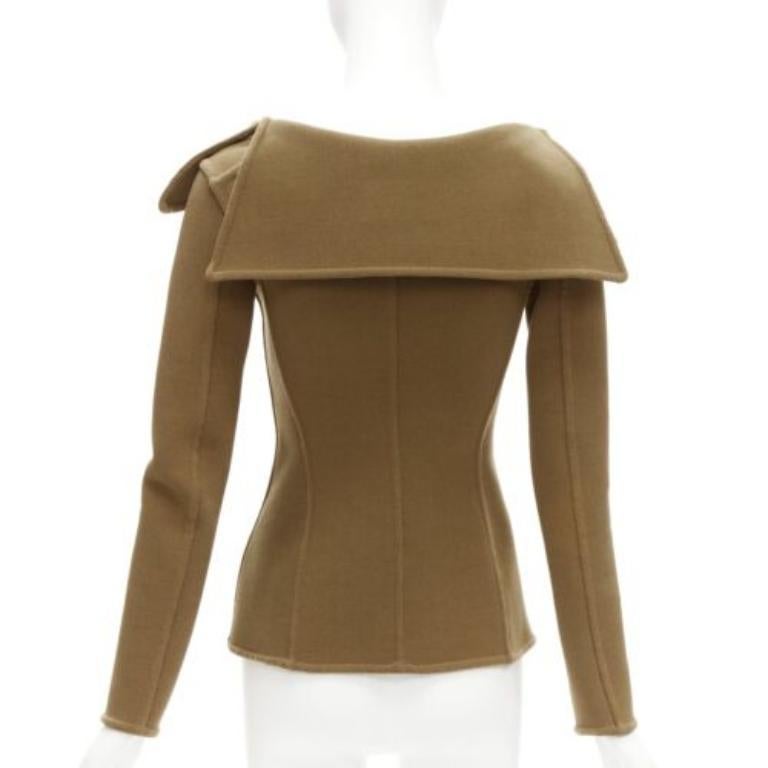 Vecchia Celine Phoebe Philo 2014 Giacca in lana marrone con collo a scomparsa FR34 XS in vendita 1