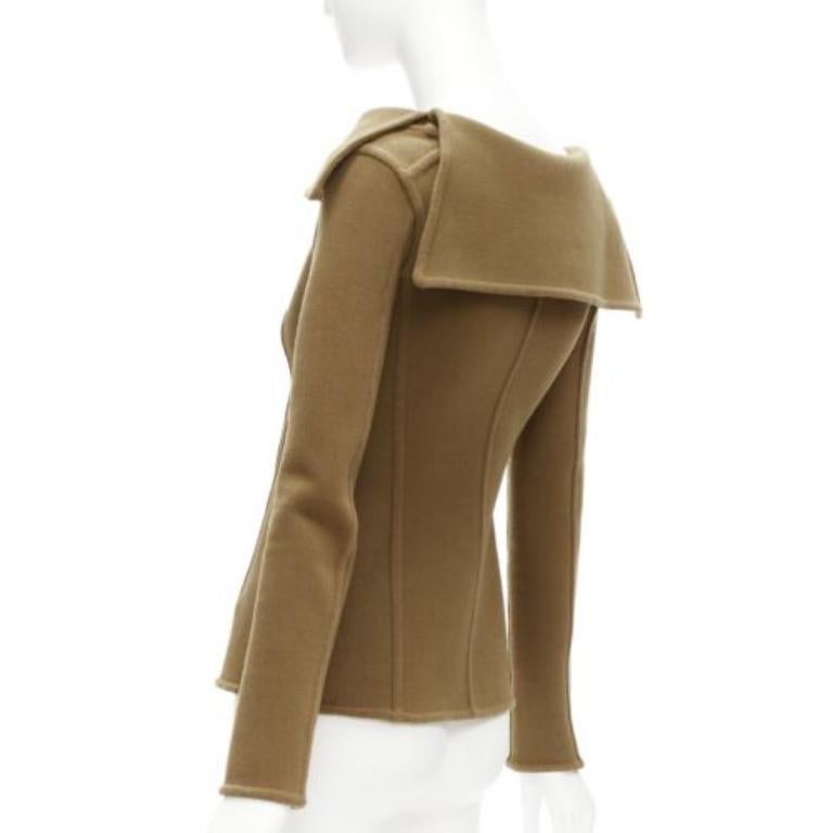 Vecchia Celine Phoebe Philo 2014 Giacca in lana marrone con collo a scomparsa FR34 XS in vendita 2