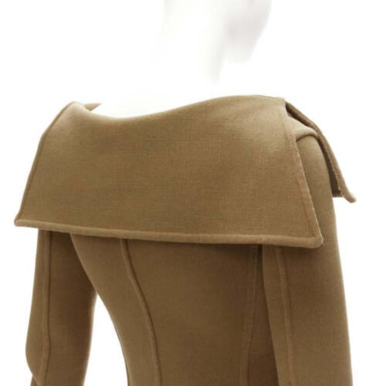Vecchia Celine Phoebe Philo 2014 Giacca in lana marrone con collo a scomparsa FR34 XS in vendita 3