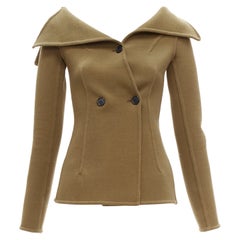 OLD CELINE Phoebe Philo 2014 Runway brown wool foldover collar jacket FR34 XS