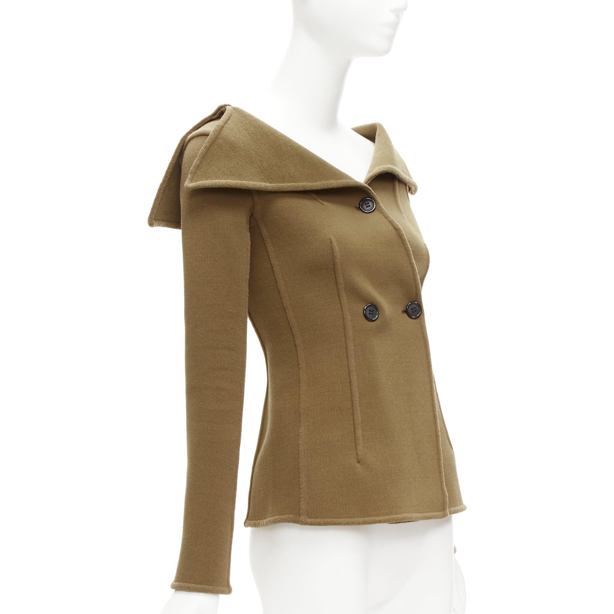 OLD CELINE Phoebe Philo 2014 Runway Veste à col plissé en laine vierge FR34 XS Pour femmes en vente