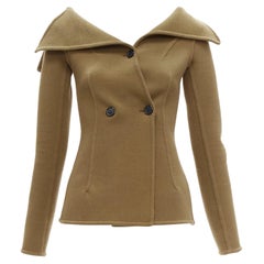 VECCHIA Celine Phoebe Philo 2014 Giacca in lana vergine con collo a scomparsa FR34 XS
