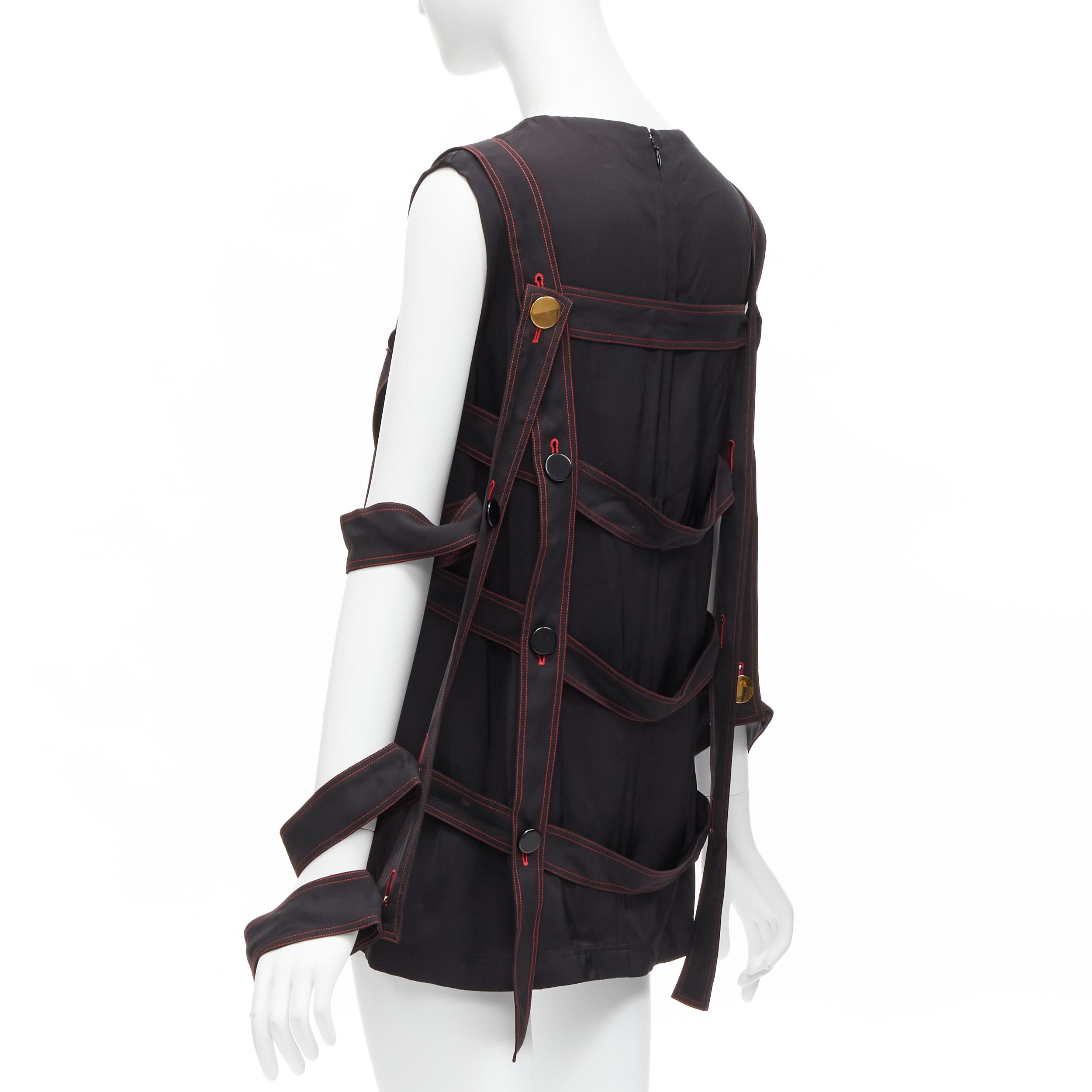 VECCHIO CELINE Phoebe Philo 2015 Top a griglia nera con bottoni dorati FR38 M. in vendita 1