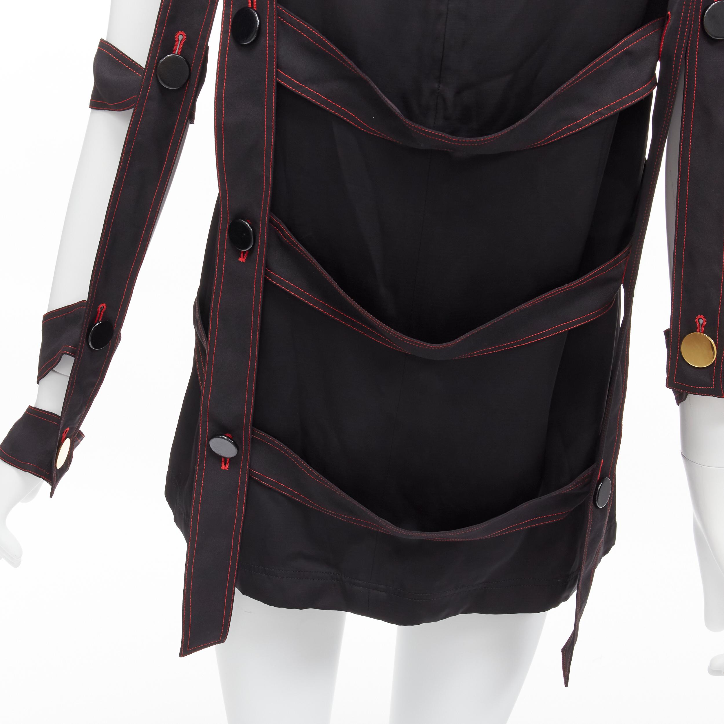 VECCHIO CELINE Phoebe Philo 2015 Top a griglia nera con bottoni dorati FR38 M. in vendita 4