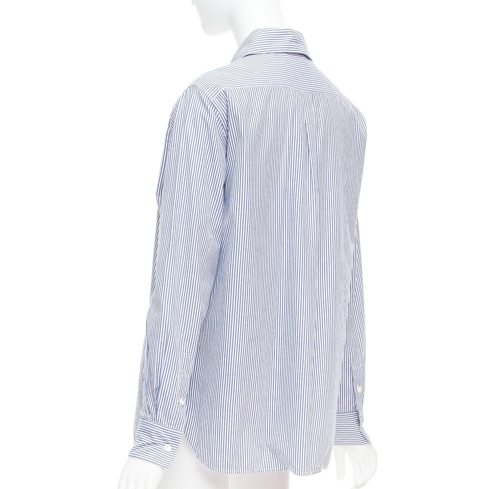 OLD CELINE Phoebe Philo 2015 Runway crochet detail blue striped shirt FR36 S For Sale 1