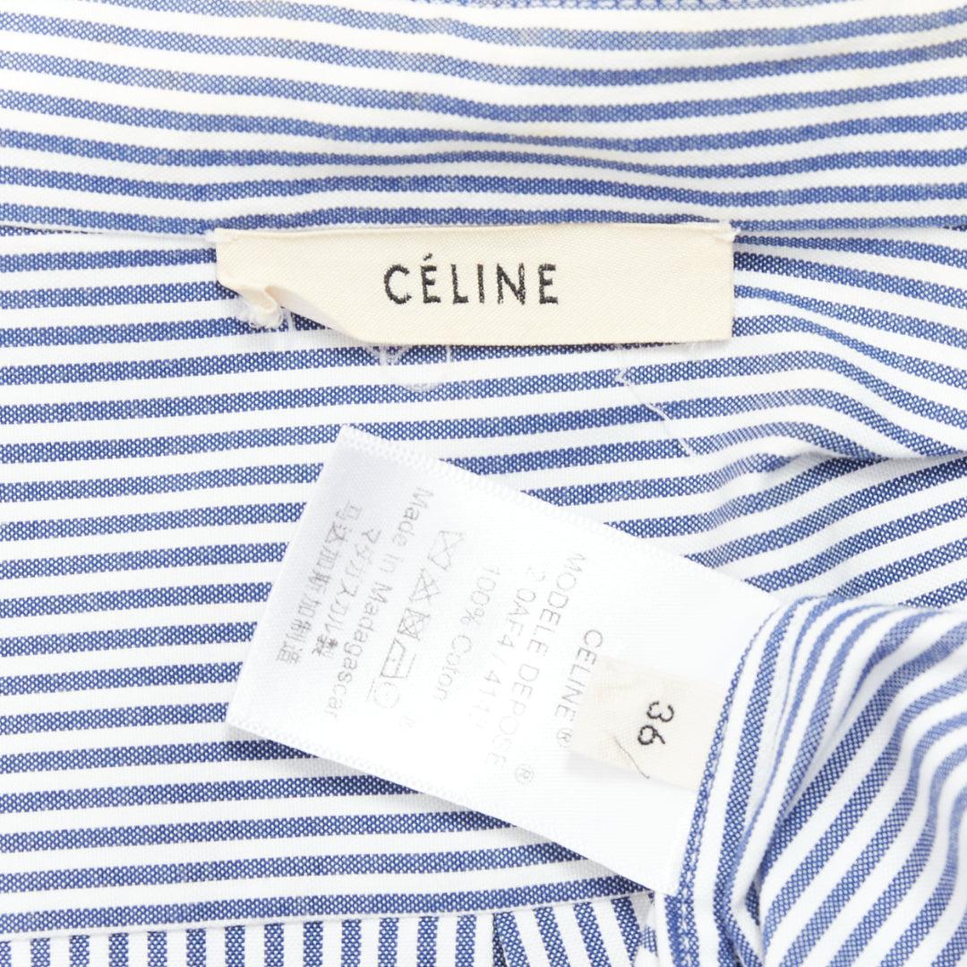 OLD CELINE Phoebe Philo 2015 Runway crochet detail blue striped shirt FR36 S For Sale 3