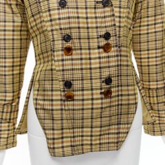 OLD CELINE Phoebe Philo 2016 Laufsteg Beige karierte Jacke mit cinched Taille FR34 XS