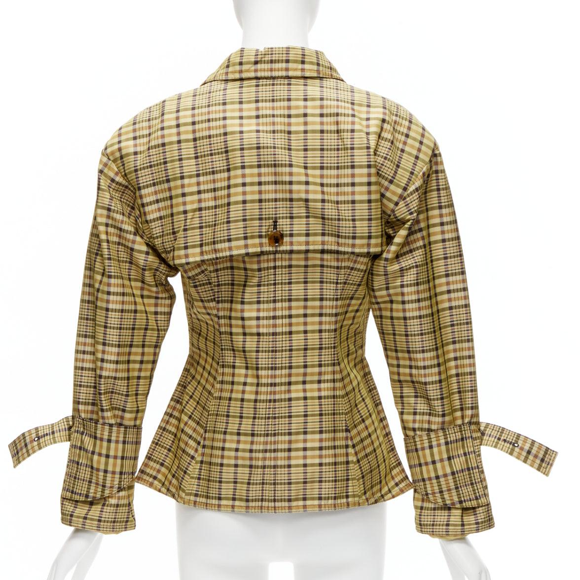 OLD CELINE Phoebe Philo 2016 Runway beige checked cinched waist jacket FR34 XS 1