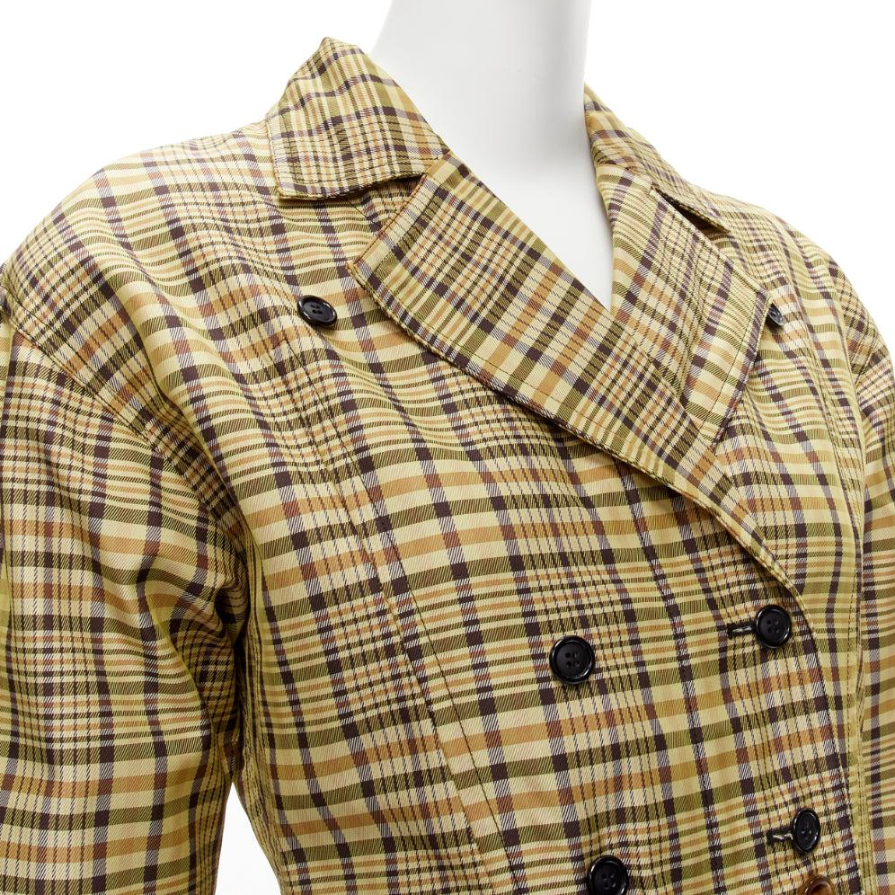 OLD CELINE Phoebe Philo 2016 Runway beige checked cinched waist jacket FR34 XS For Sale 3