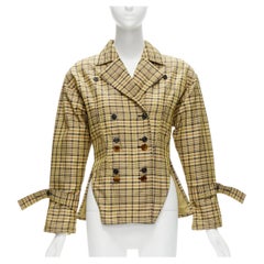 OLD CELINE Phoebe Philo 2016 Pasarela Chaqueta con cintura ceñida a cuadros beige FR34 XS