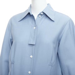OLD CELINE Phoebe Philo 2017 blue mohair wool button down dress FR36 S