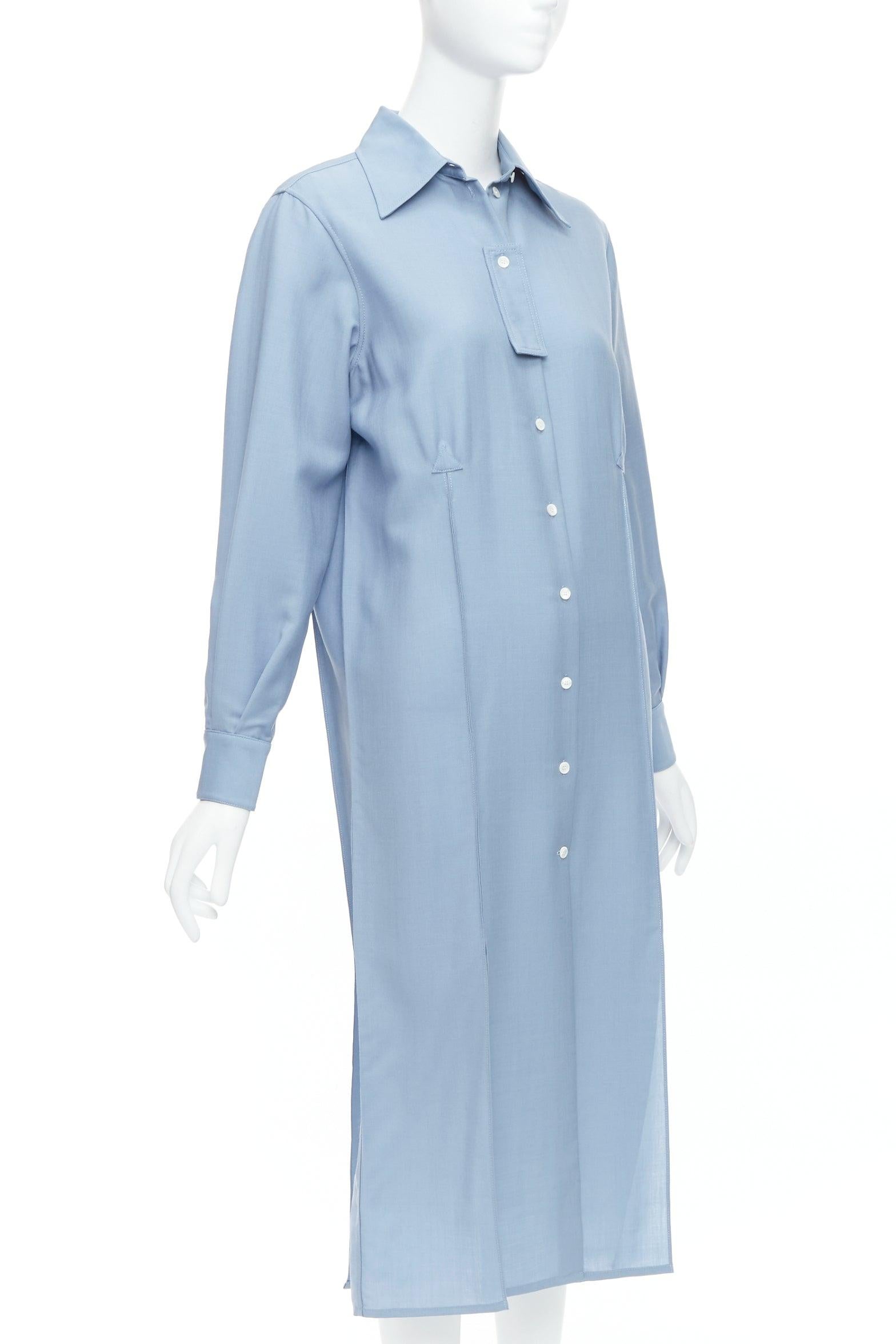 OLD CELINE Phoebe Philo 2017 blue mohair wool button down dress FR36 S In New Condition In Hong Kong, NT