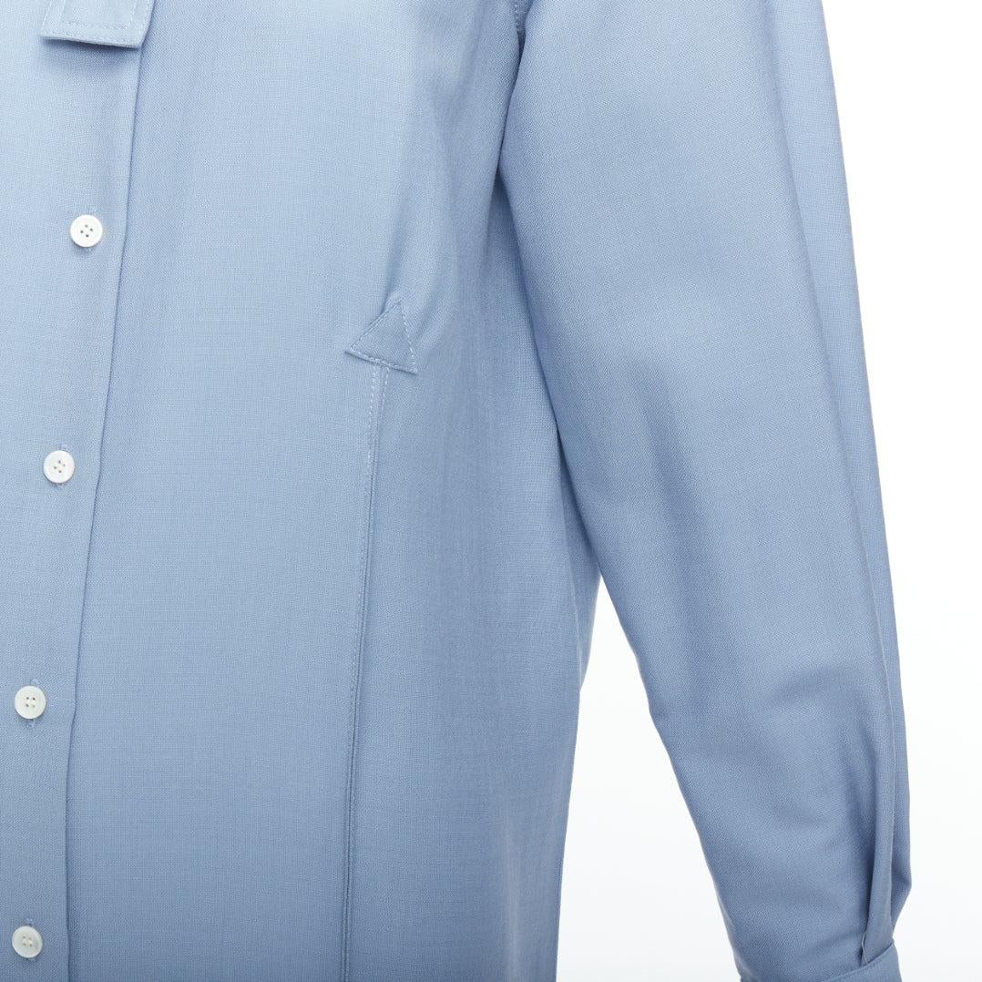 OLD CELINE Phoebe Philo 2017 blue mohair wool button down dress FR36 S 3