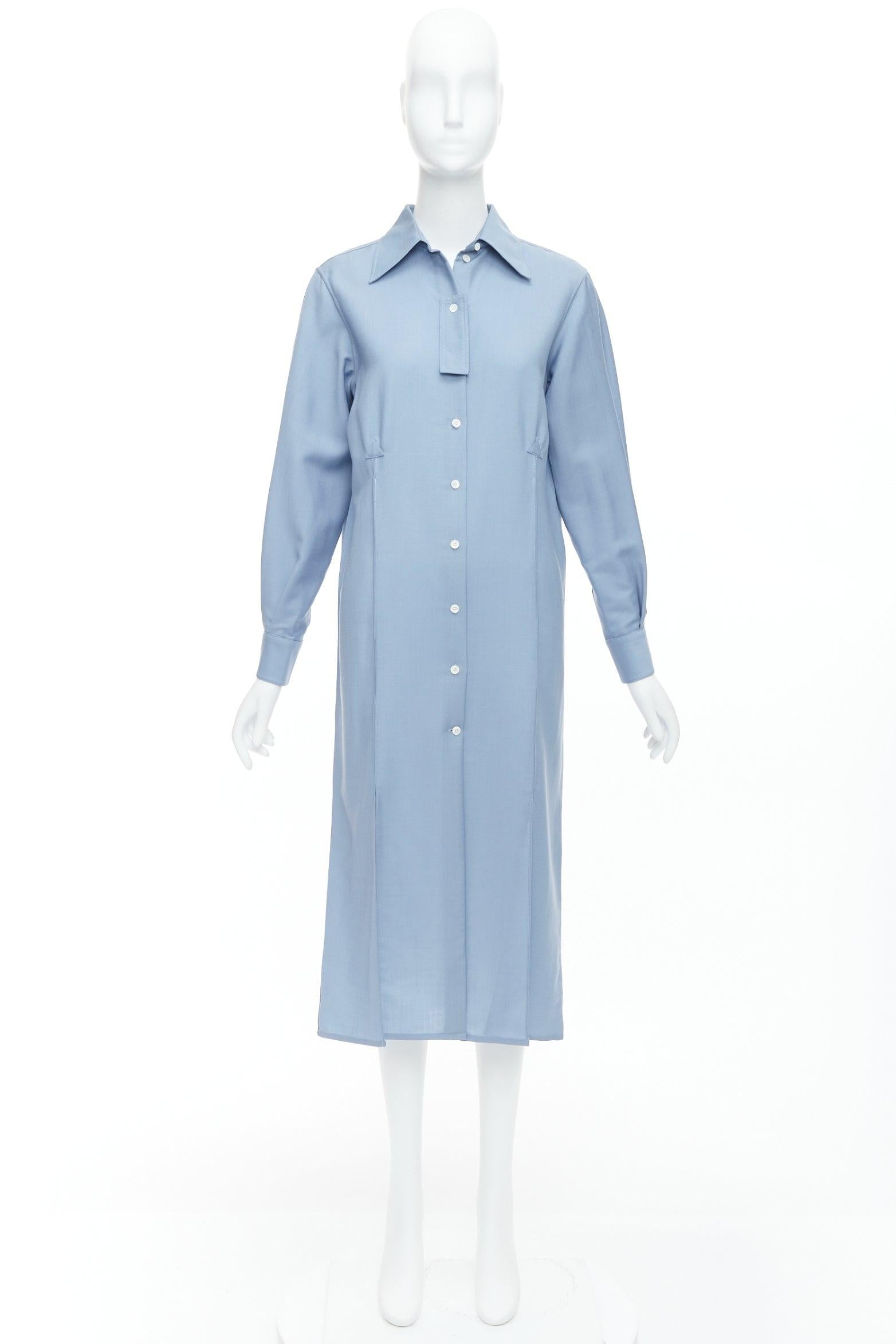 OLD CELINE Phoebe Philo 2017 blue mohair wool button down dress FR36 S 5