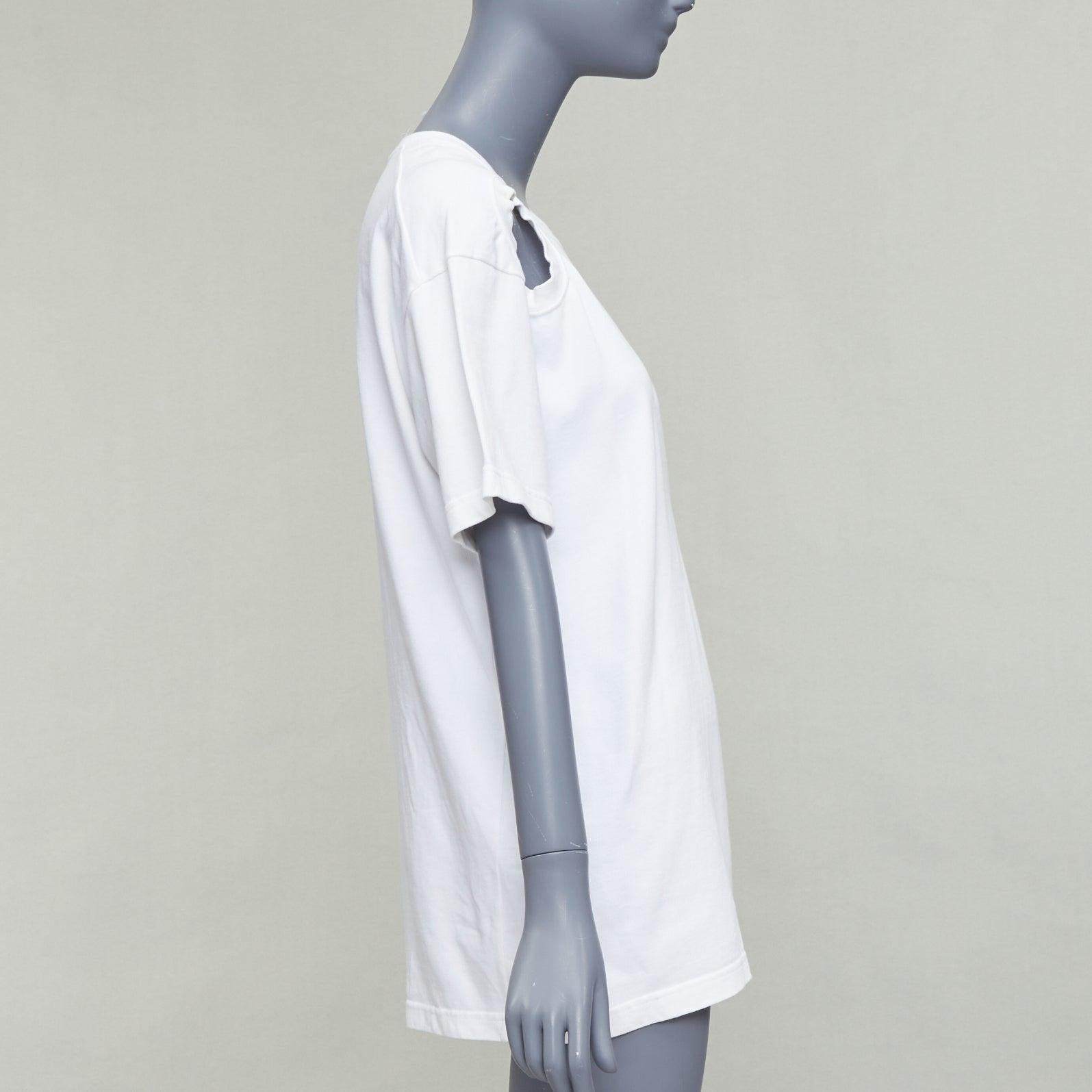 VIEILLE CELINE Phoebe Philo  2017 white cut out shoulder long tshirt top FR34 XS Bon état - En vente à Hong Kong, NT
