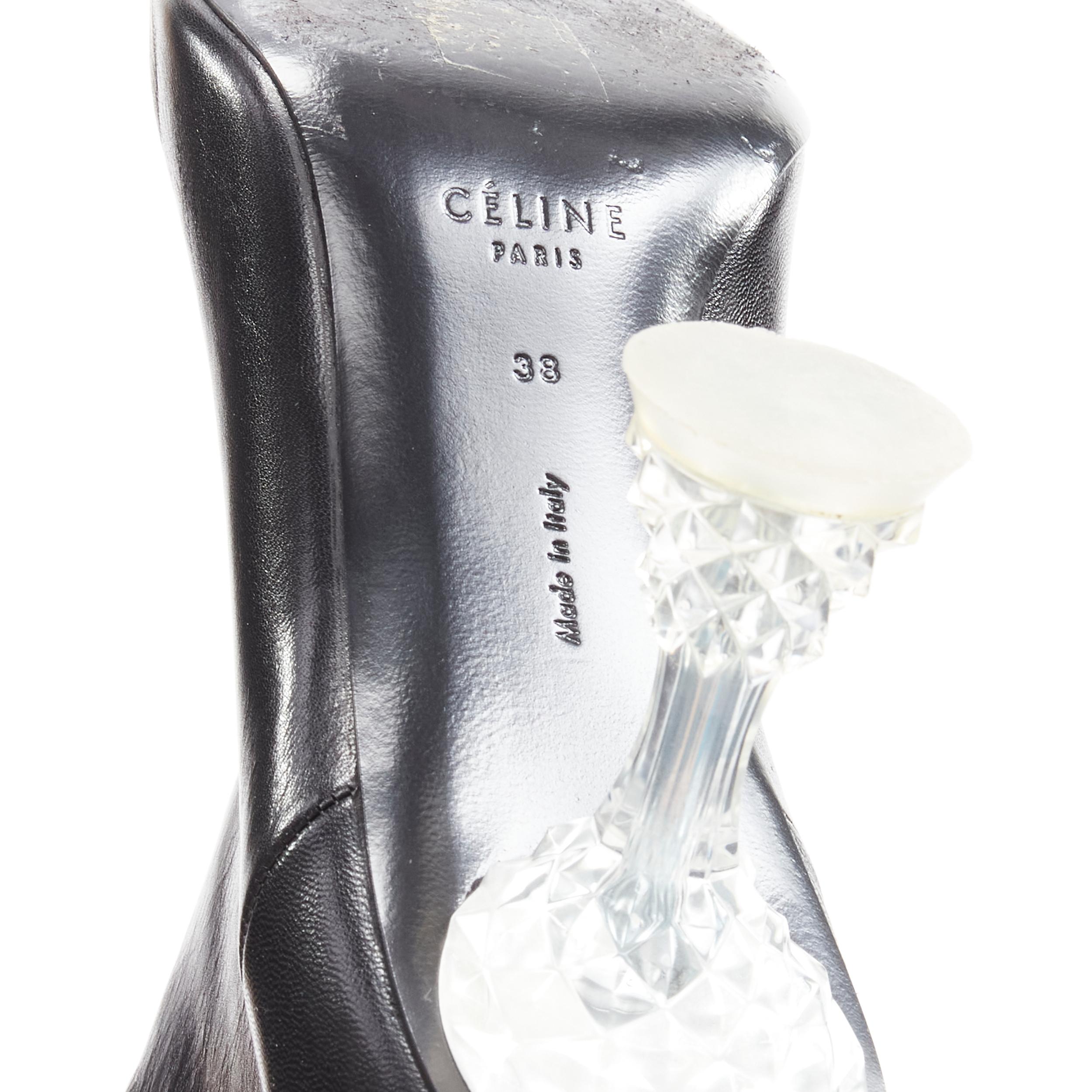 OLD CELINE Phoebe Philo 2018 clear crystal lucite heel leather ankle boots EU38 4