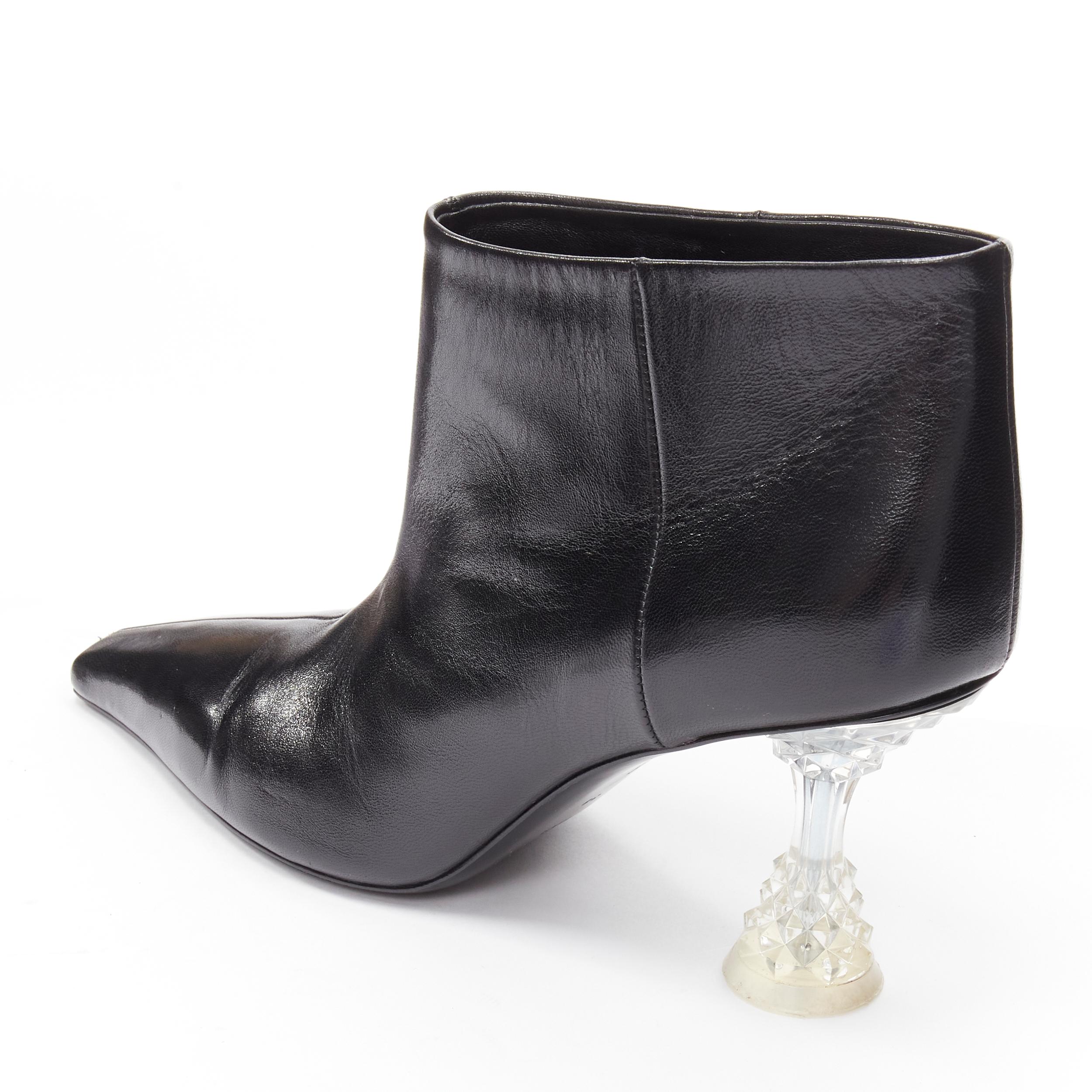 OLD CELINE Phoebe Philo 2018 clear crystal lucite heel leather ankle boots EU38 1